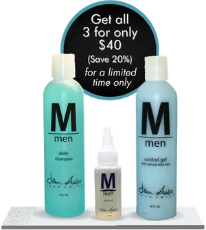 M | men Gift Bundle - M | men Daily Shampoo, M | men Control Gel & M | men Beard Oil